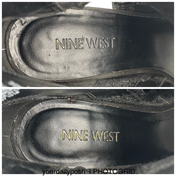 Nine West black suede peep toe lace-up cutout block heel ankle boots US 9 - Picture 9 of 13